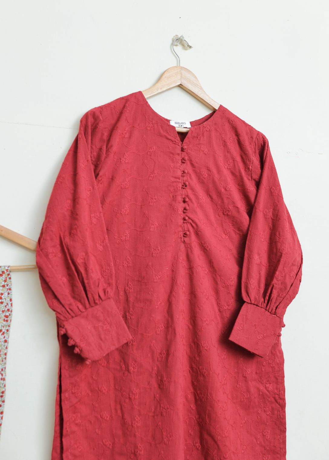 Cotton emb 2pc set-79123 maroon