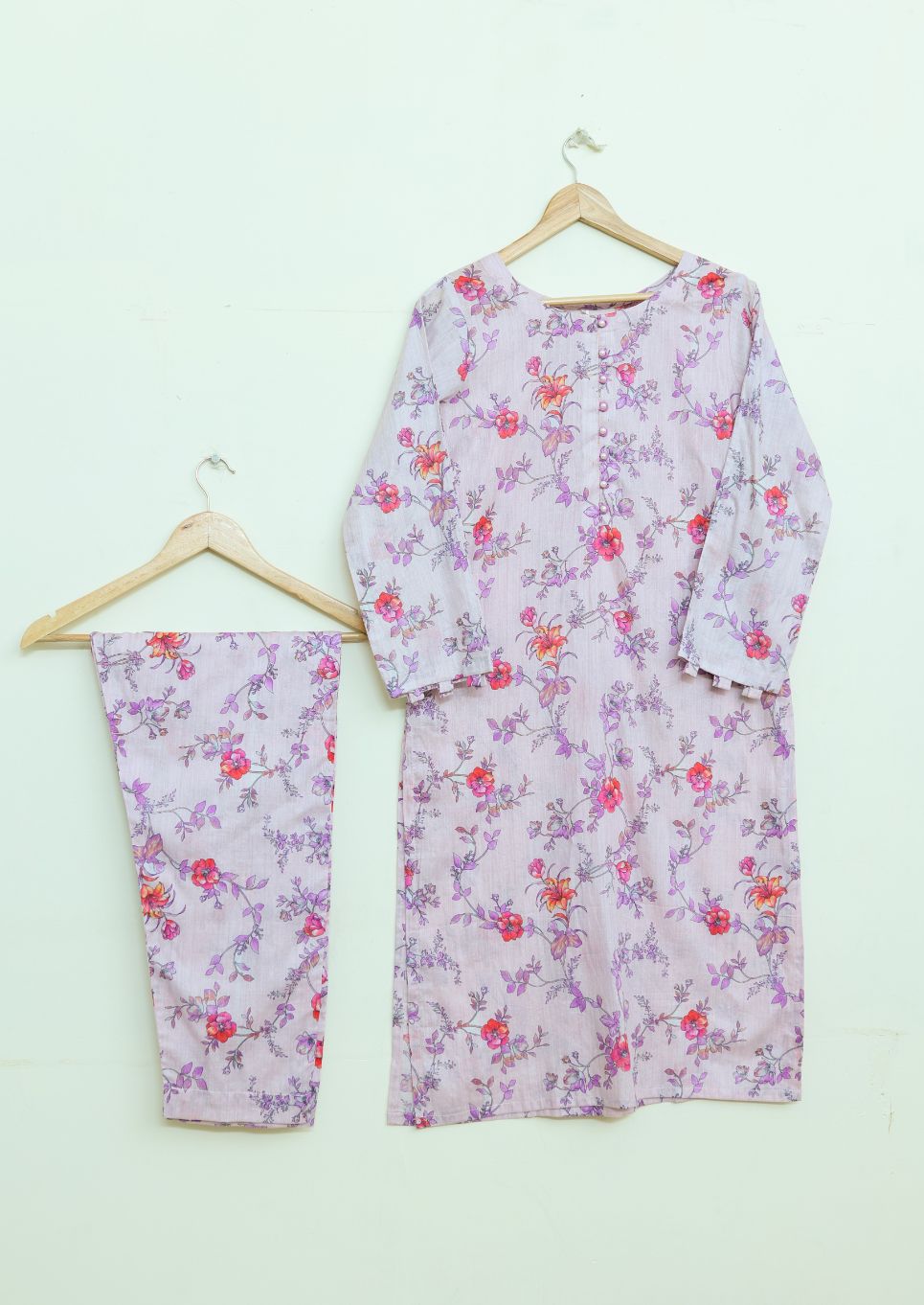 Lawn 2pc set-78733 teapnkShambray
