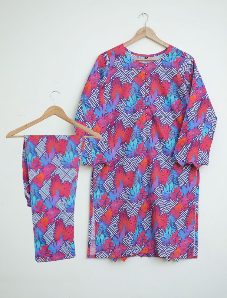 Lawn 2pc set- pinkRblu 78605