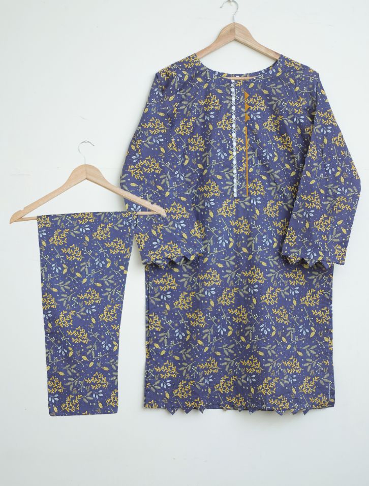 Lawn 2pc set- navyYellow 78609