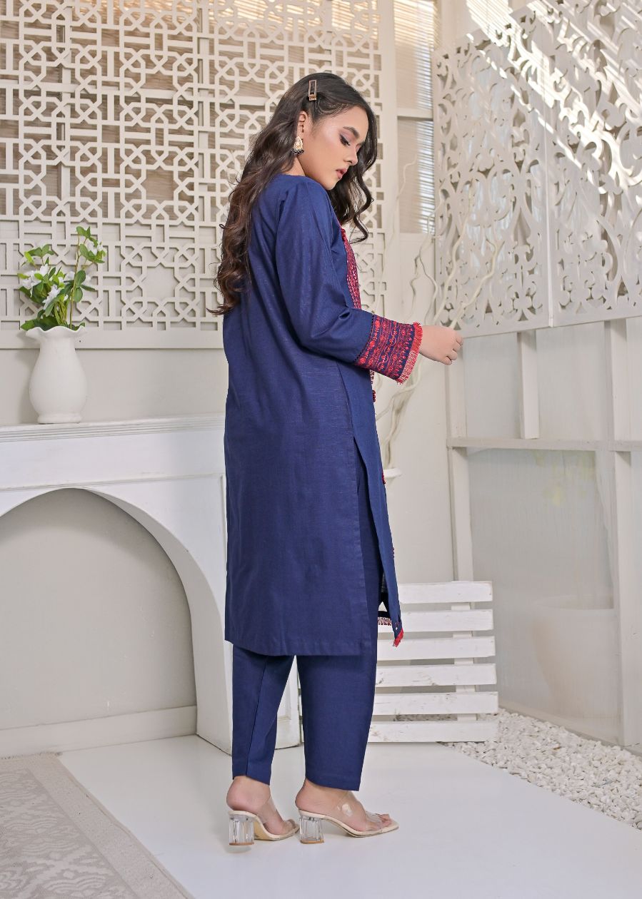 khaddar emb 2pc -79225 navyRed