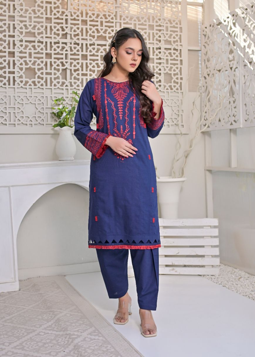 khaddar emb 2pc -79225 navyRed