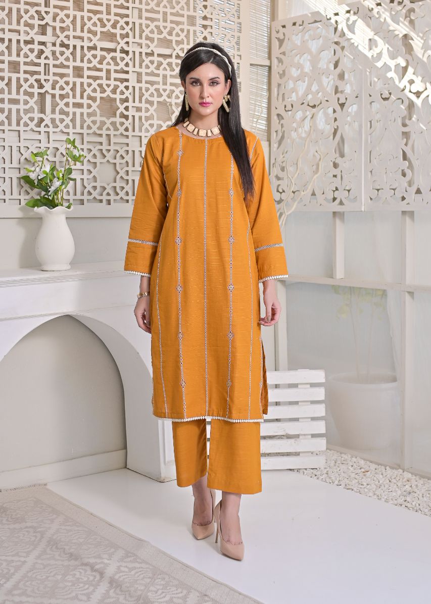 khaddar emb 2pc -79224 mustard