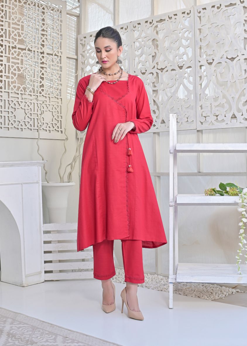 khaddar 2pc -79218 redishMroon