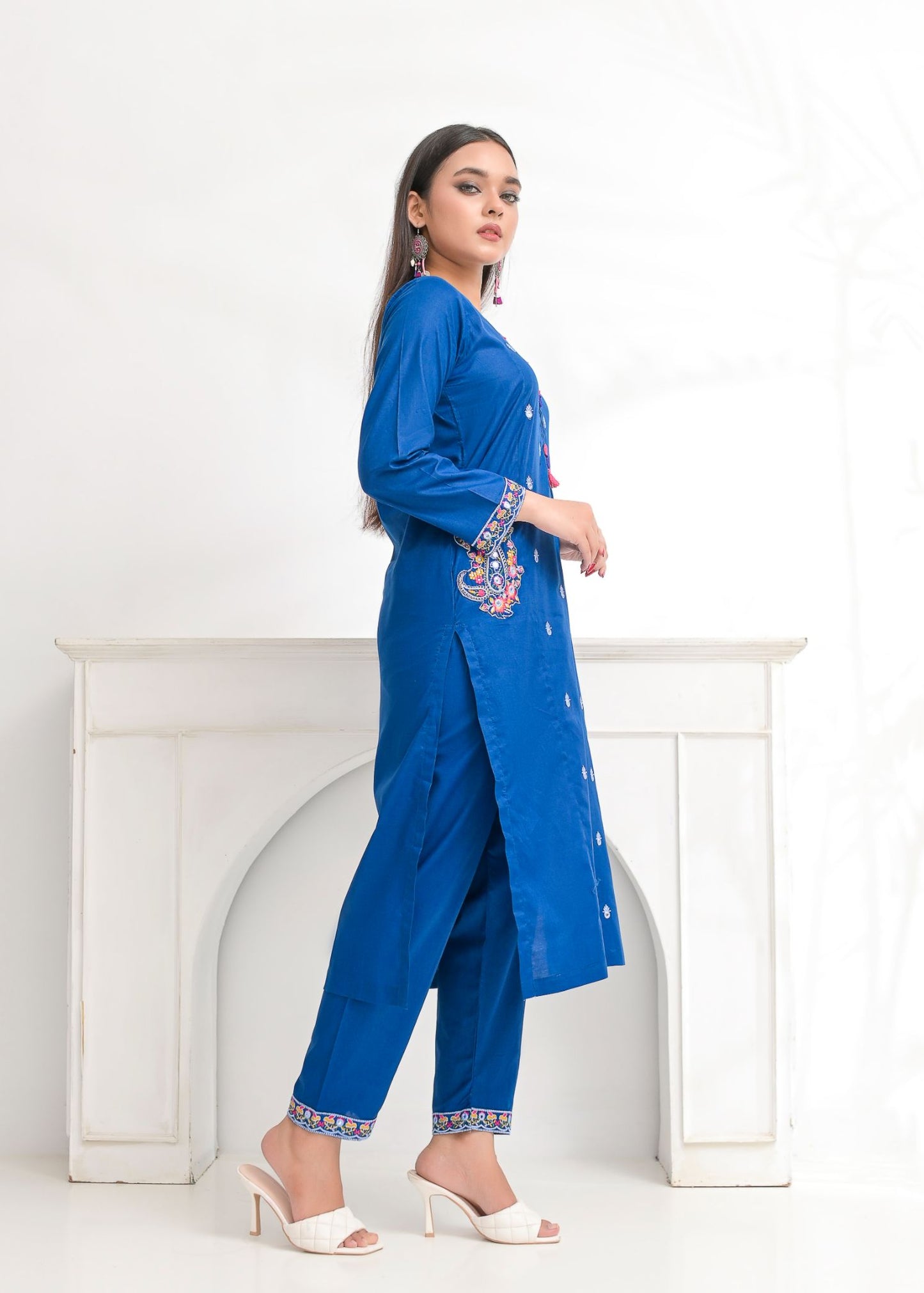 cotton Emb 2pc 1965 Royalblue