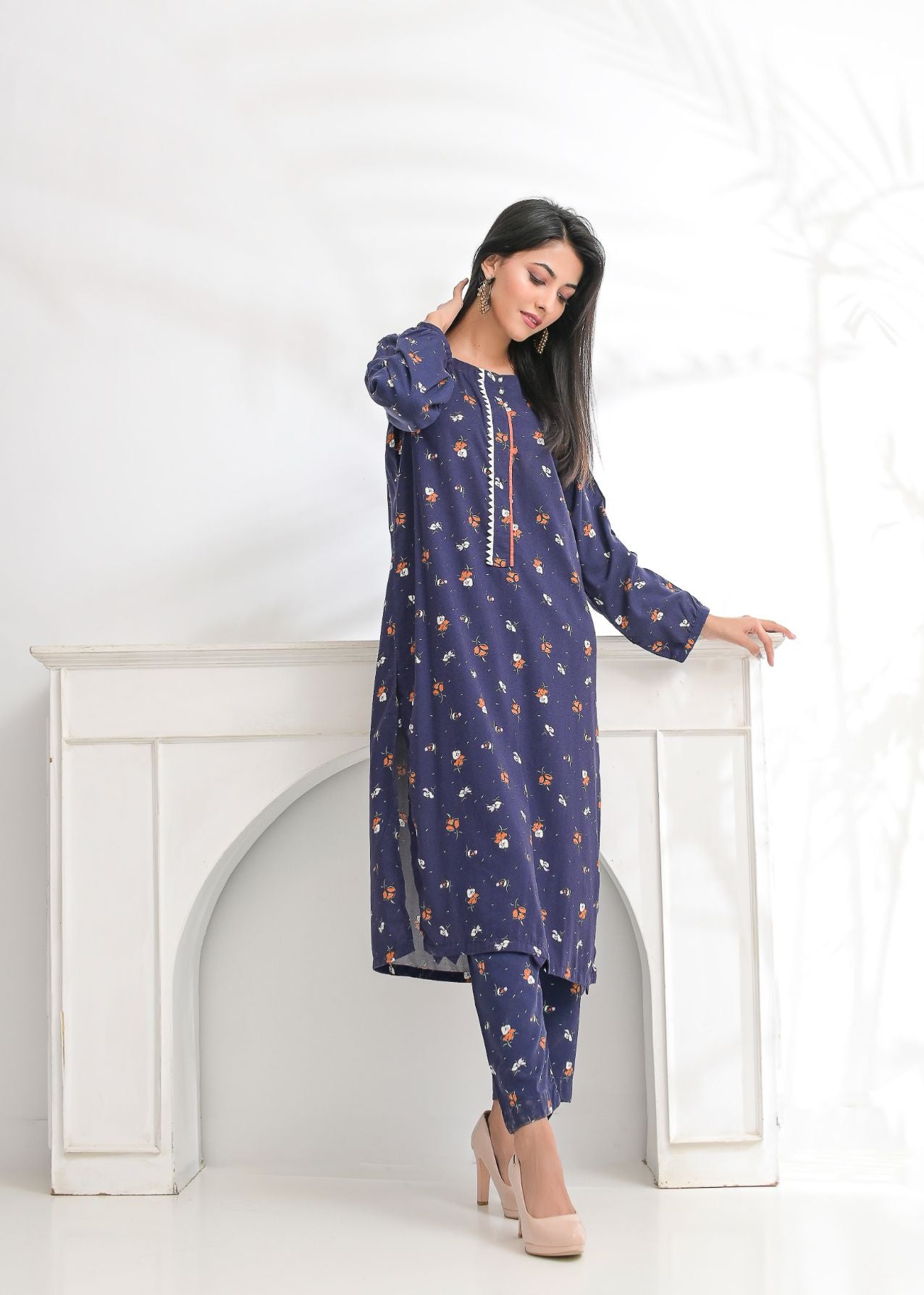Linen 2pc set-78776 navyRust
