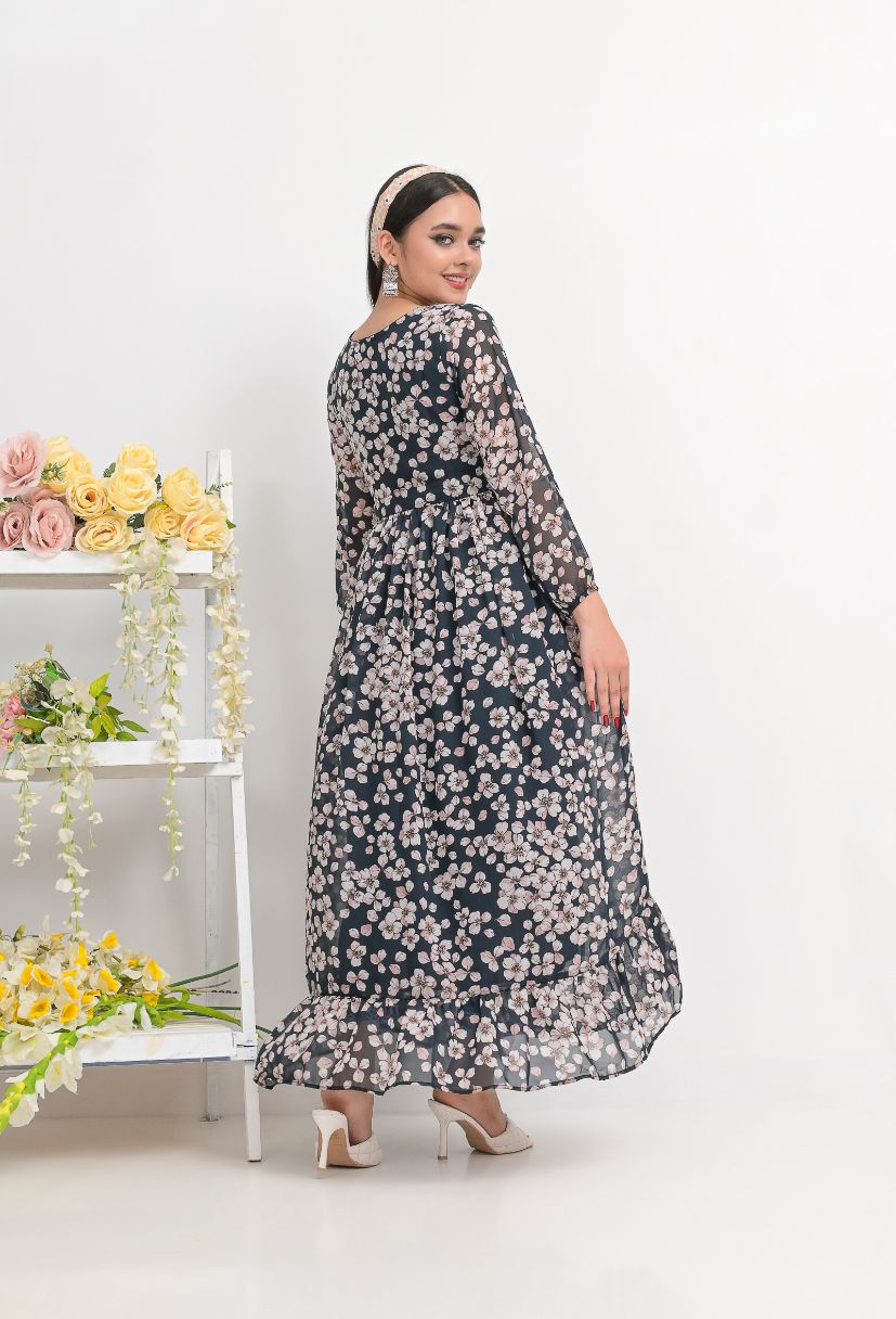chiffon maxi navypnkFl 10126