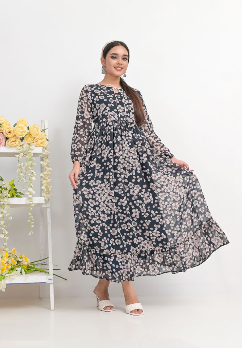 chiffon maxi navypnkFl 10126