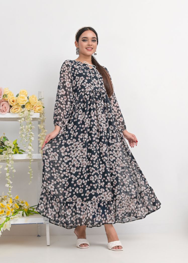 chiffon maxi navypnkFl 10126