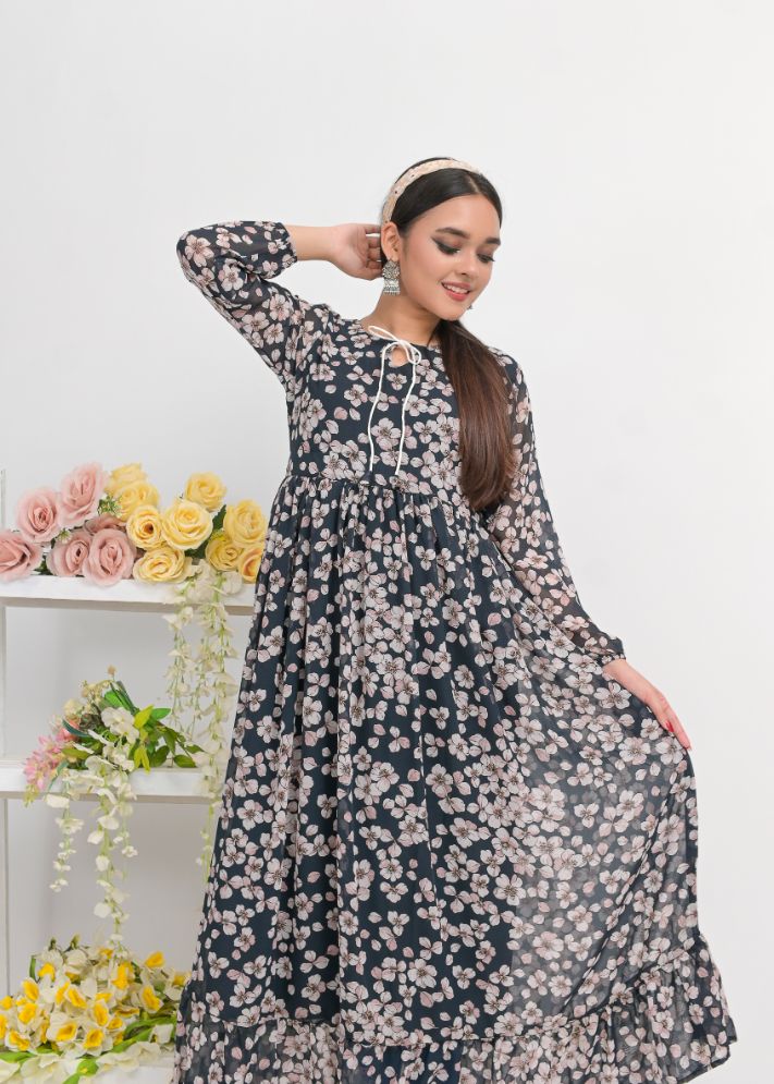 chiffon maxi navypnkFl 10126