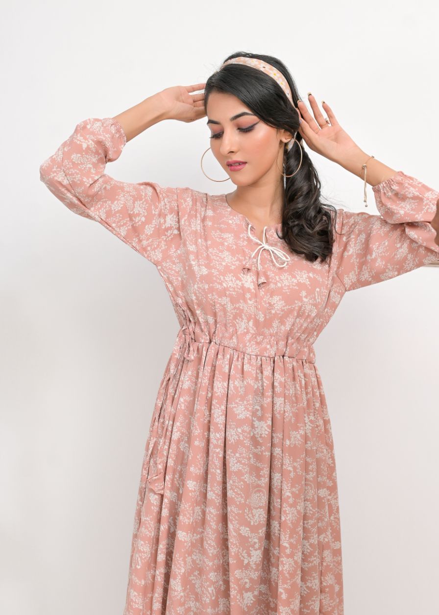 Georgette maxi 10153 pinkwhite