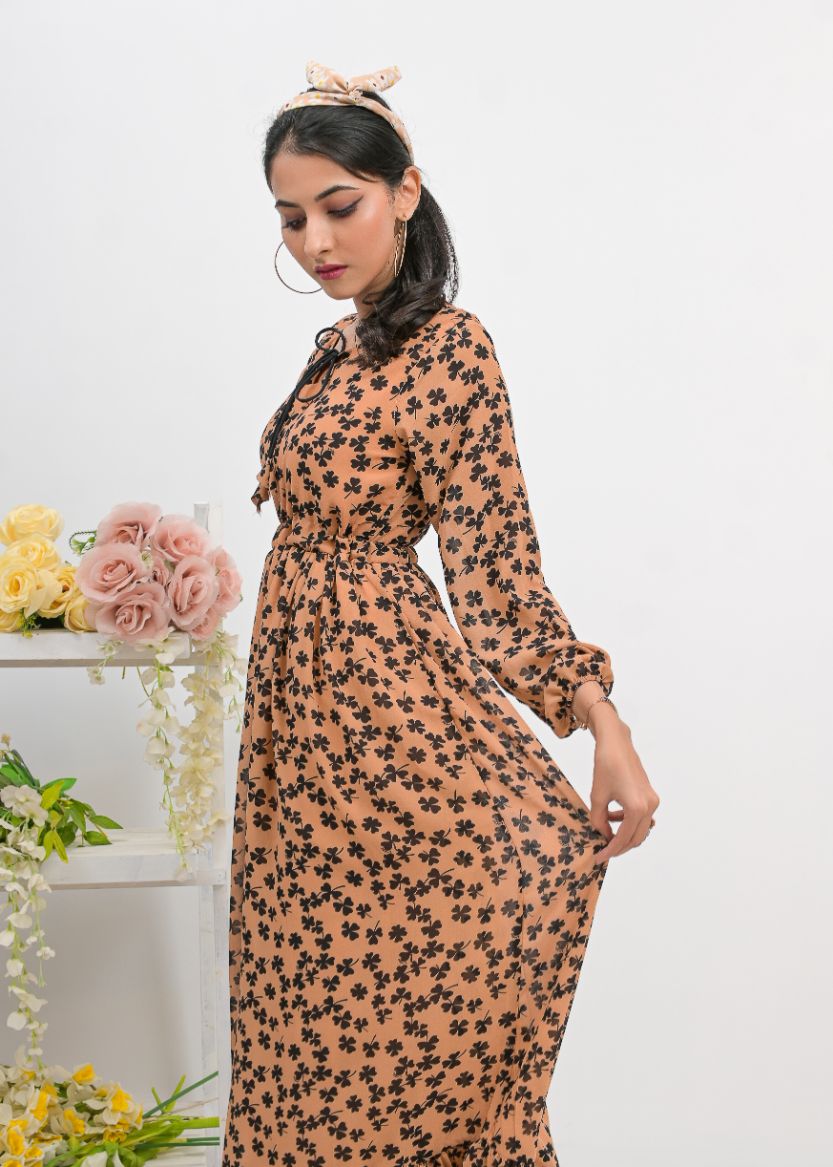 chiffon maxi 10146 BrownLeaf