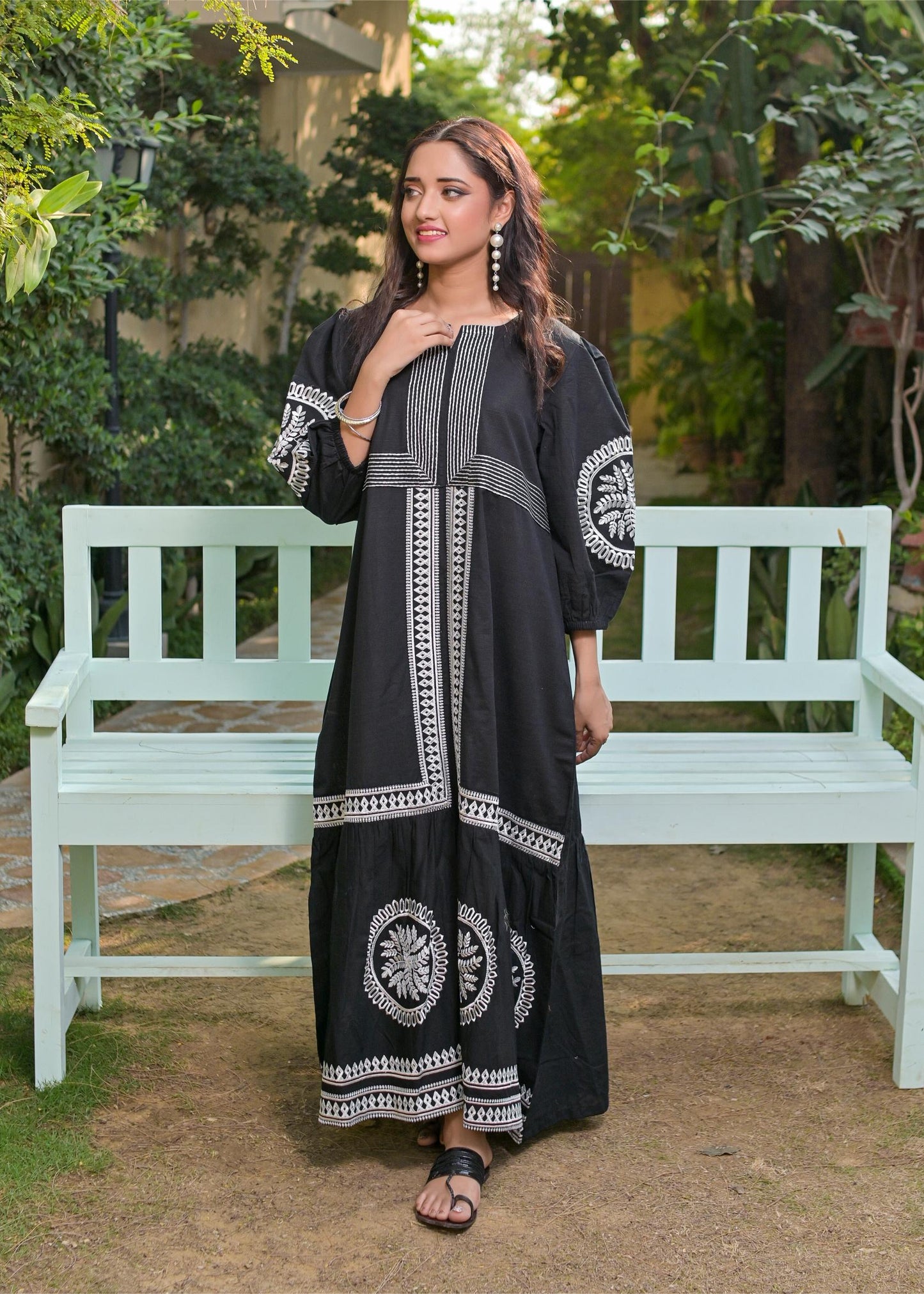 khaddar Emb Dress 79413 blckW