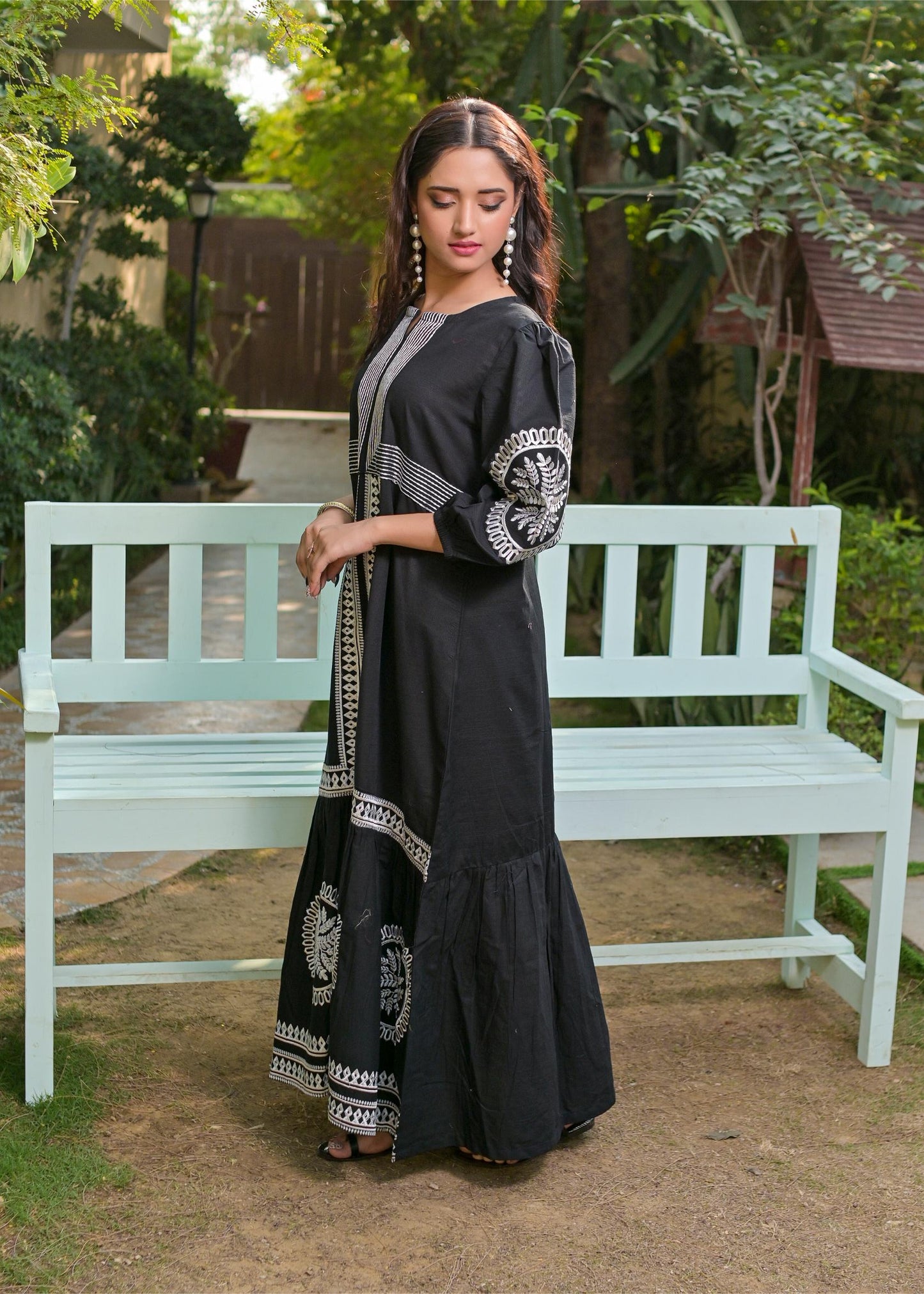 khaddar Emb Dress 79413 blckW