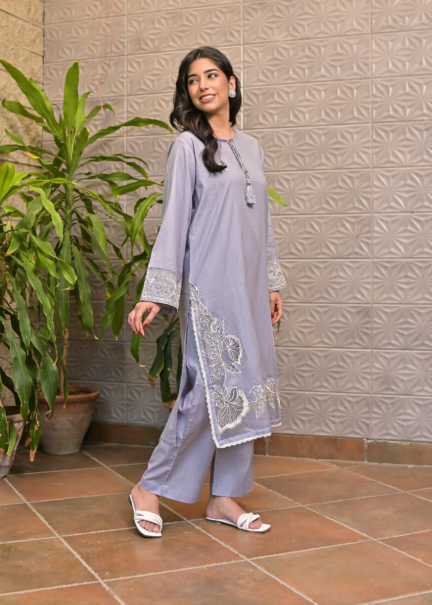 Cotton emb 2pc -79344 lylac
