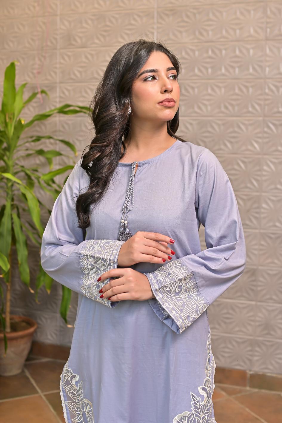 Cotton emb 2pc -79344 lylac
