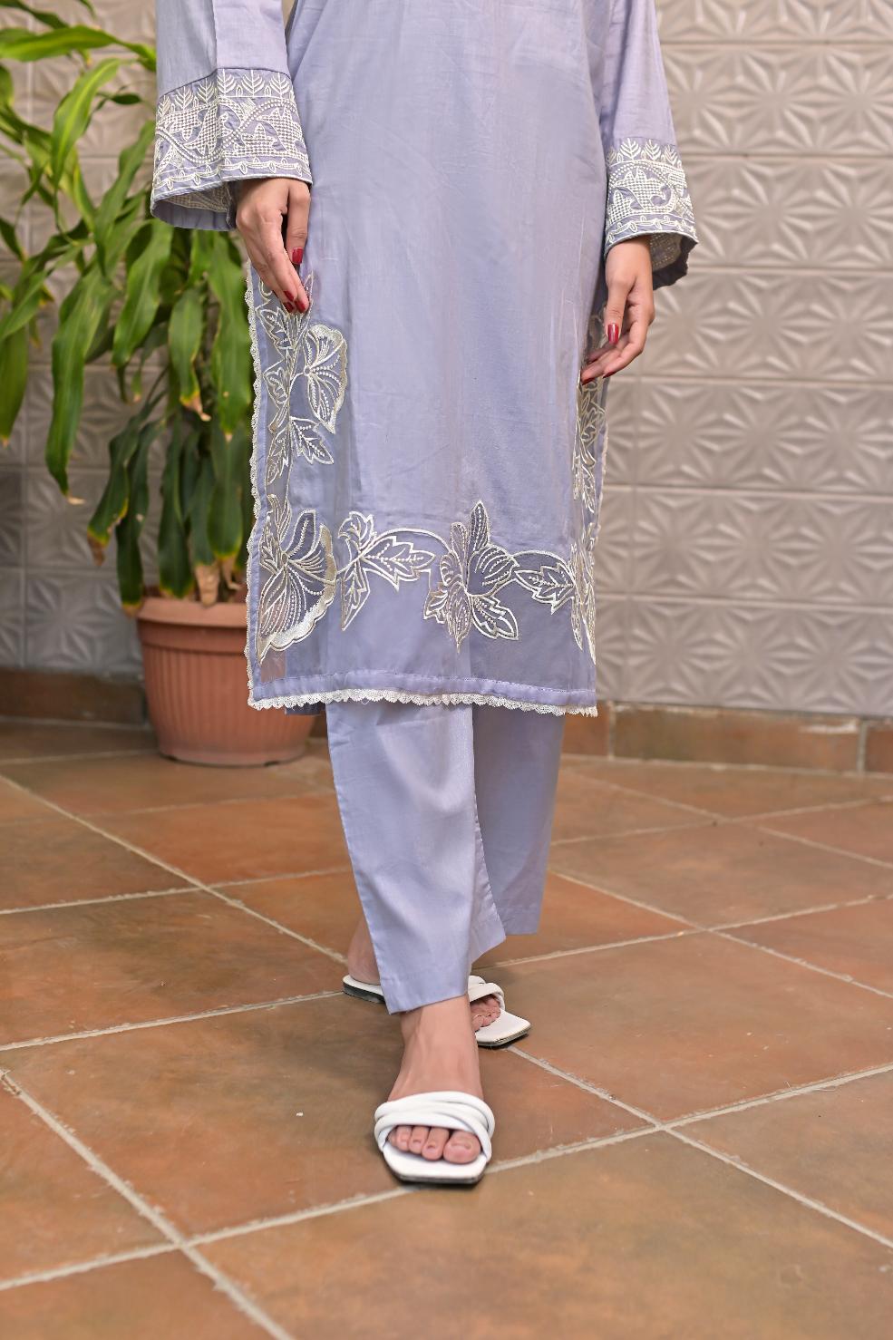 Cotton emb 2pc -79344 lylac