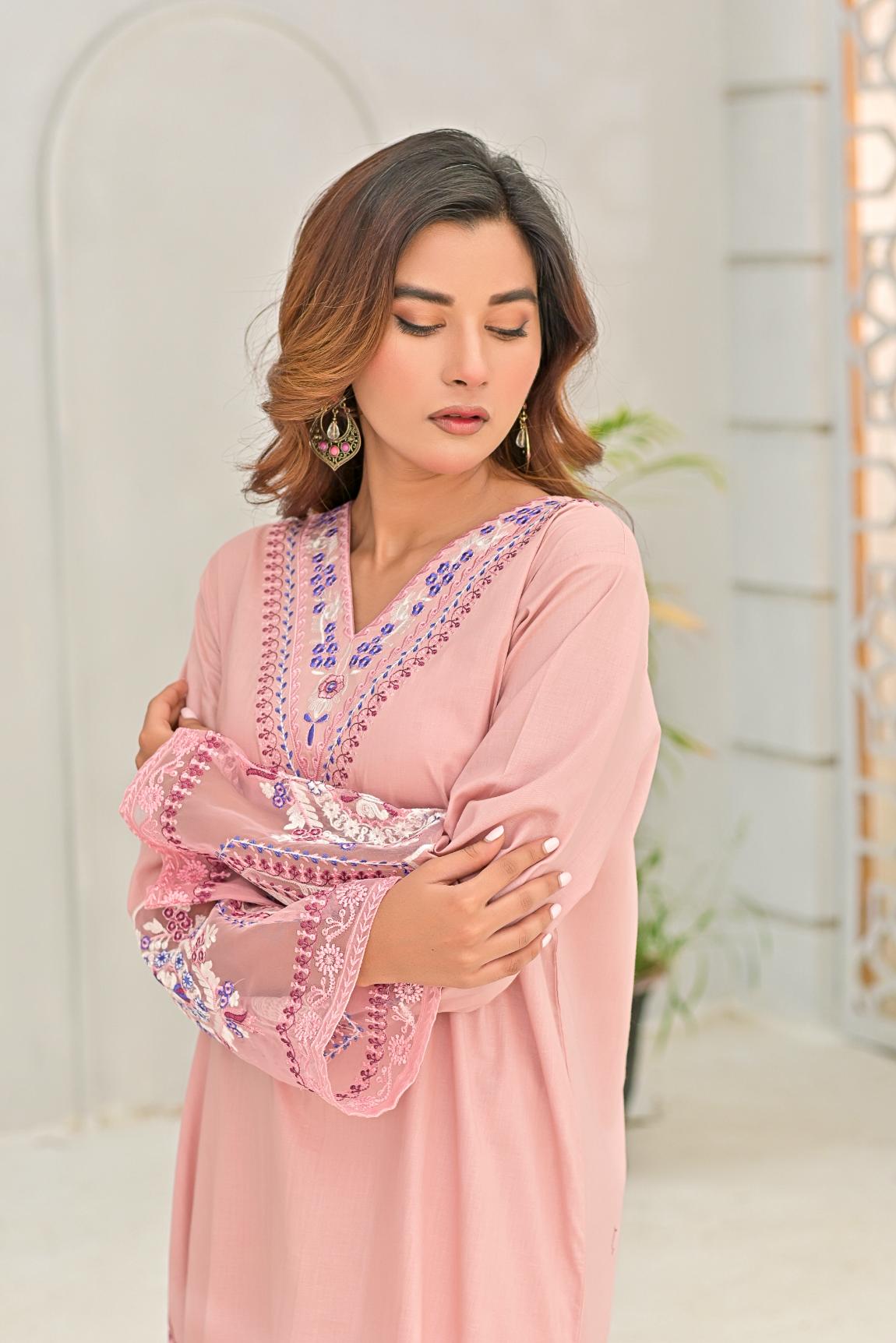 Cotton emb 2pc -78213 teaPink