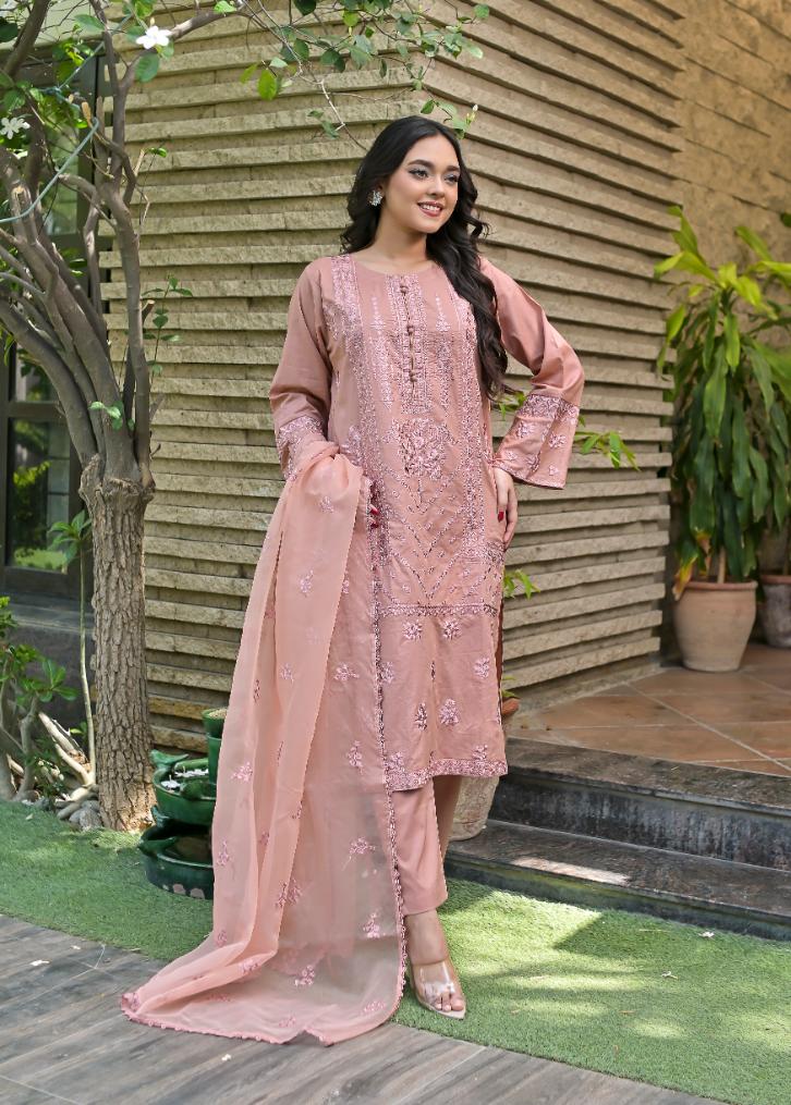 Cotton emb 3pc -79350 TeaPinkL