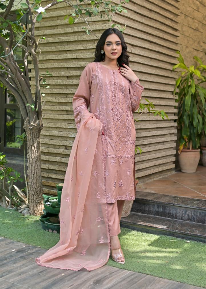 Cotton emb 3pc -79350 TeaPinkL