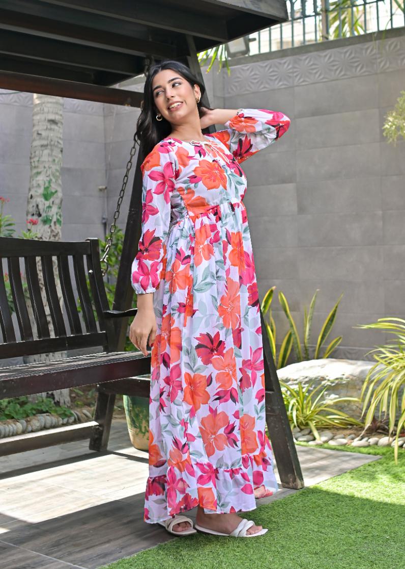Chiffon maxi PinkOrange 10182