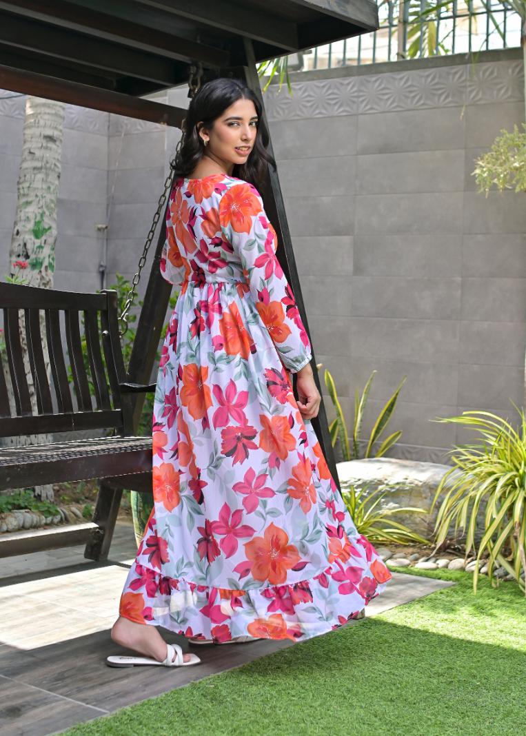 Chiffon maxi PinkOrange 10182