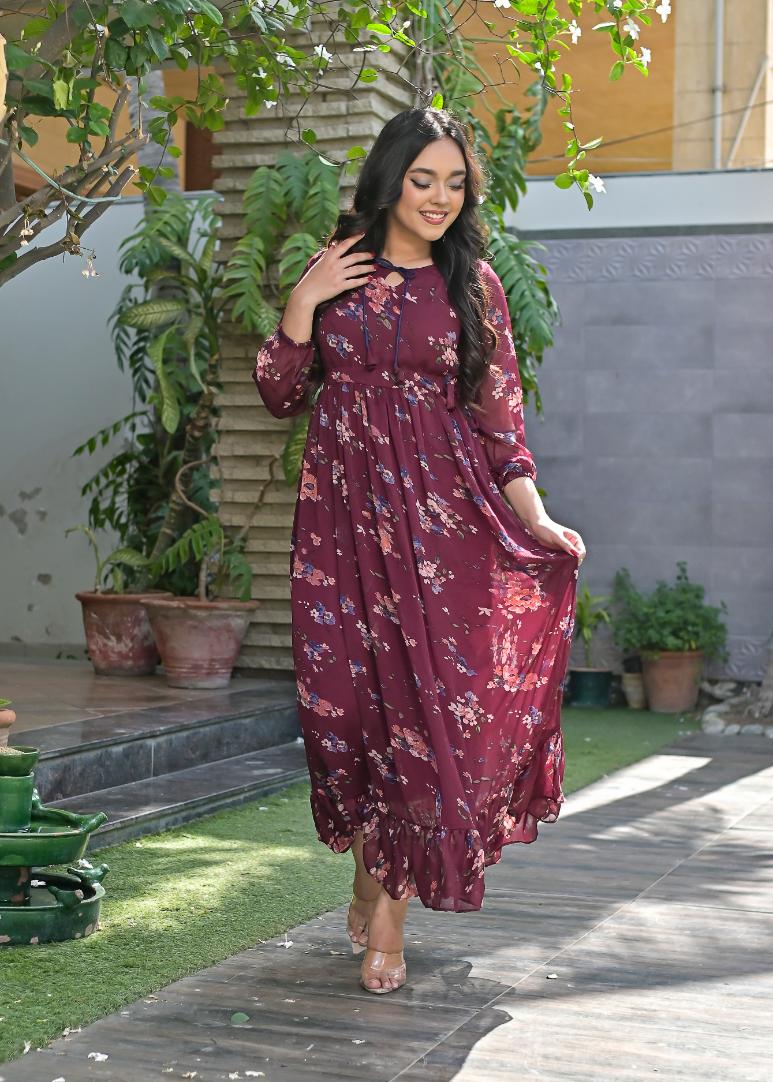Chiffon maxi burgandy 10186
