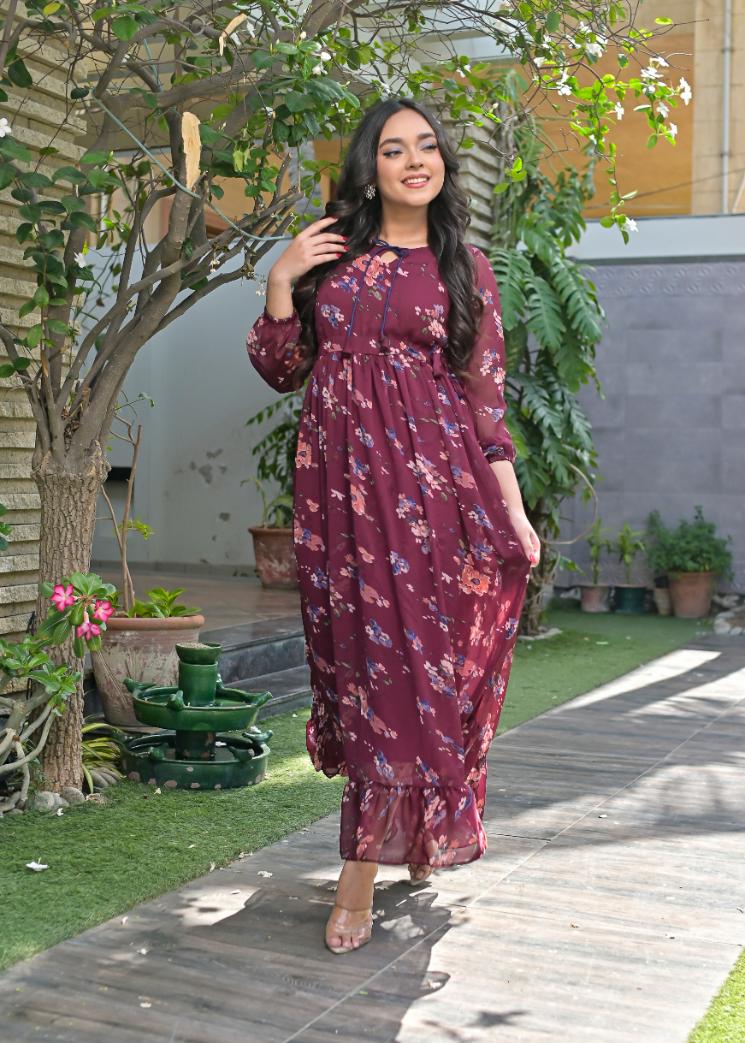 Chiffon maxi burgandy 10186