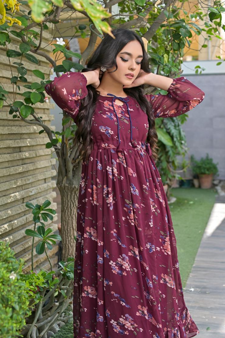 Chiffon maxi burgandy 10186