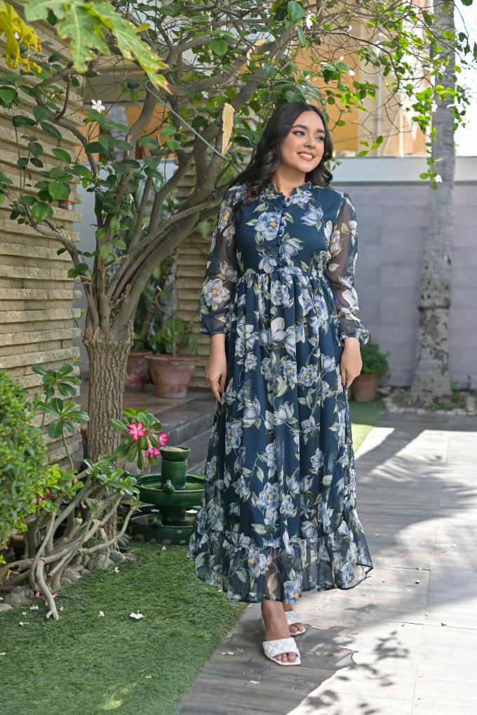 Chiffon maxi blue 10177
