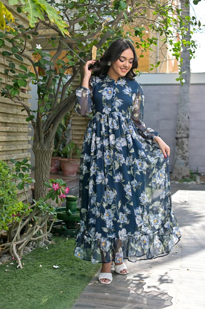 Chiffon maxi blue 10177