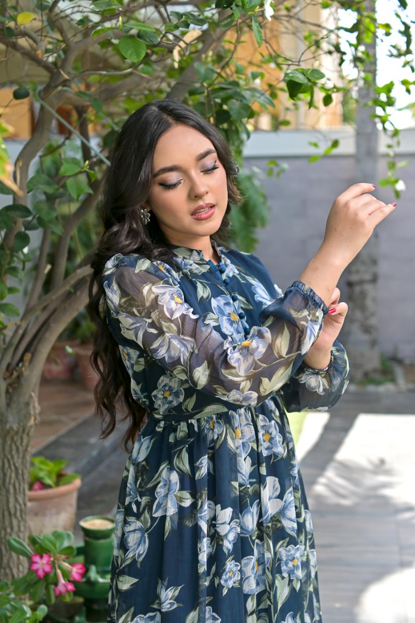 Chiffon maxi blue 10177