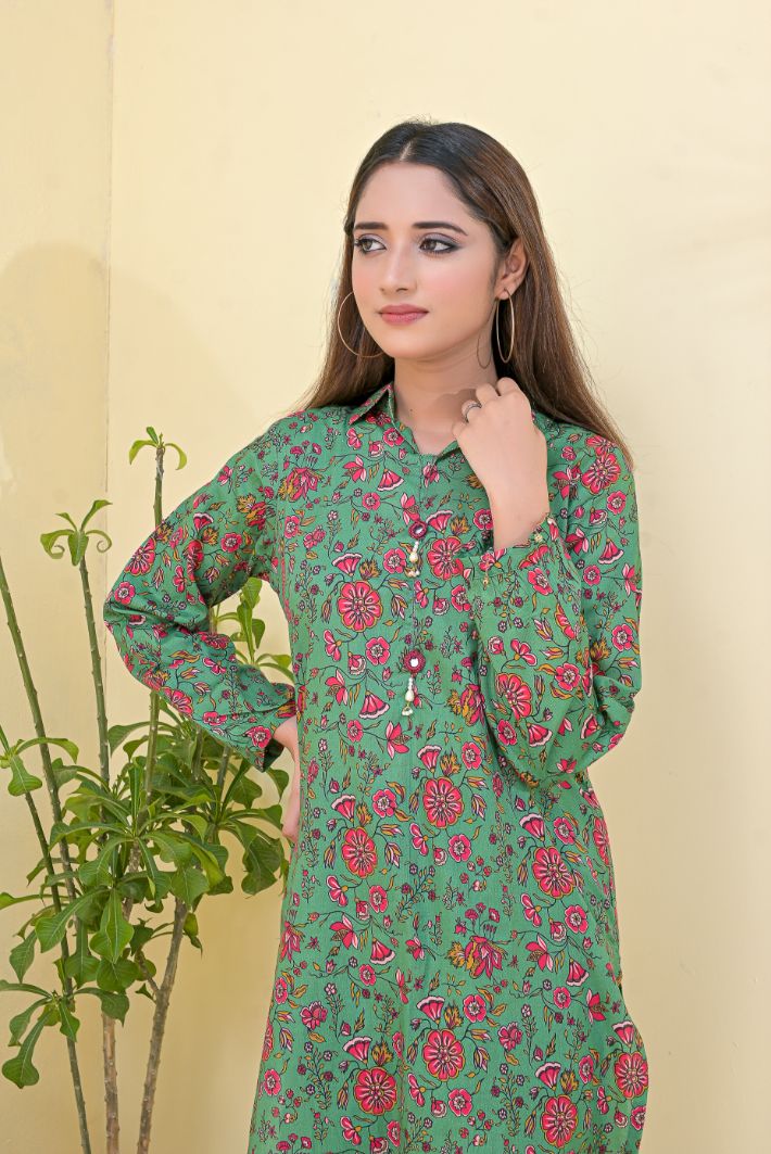 Cotton 2pc set-78903 GreenPnk23