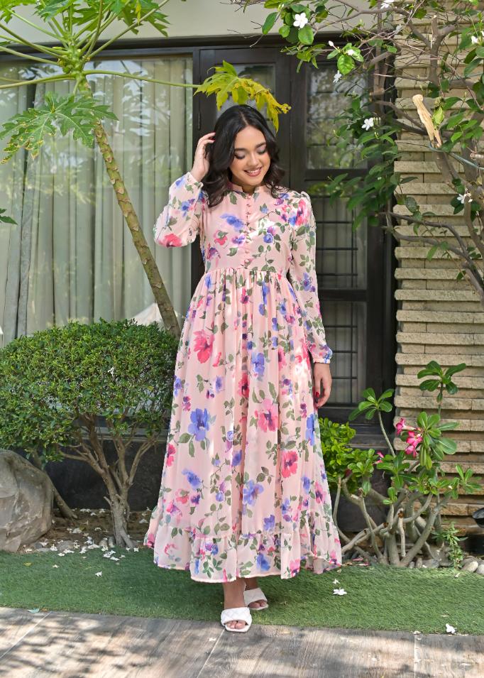 Chiffon maxi pinkB 10179