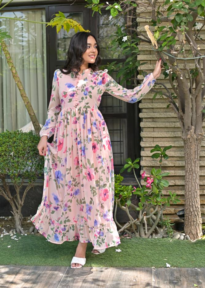 Chiffon maxi pinkB 10179
