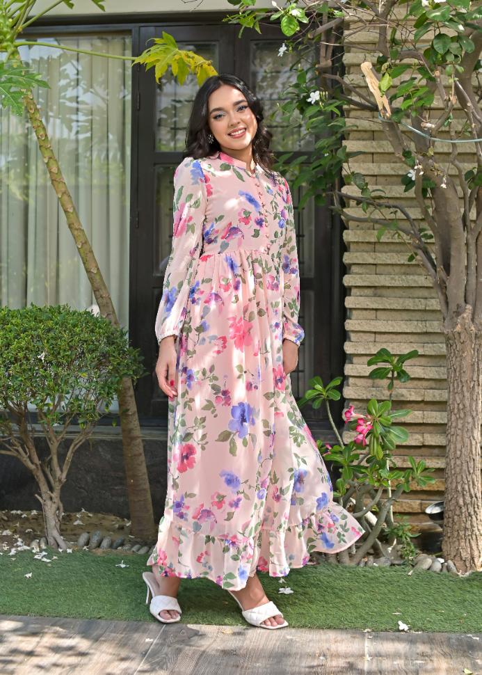 Chiffon maxi pinkB 10179