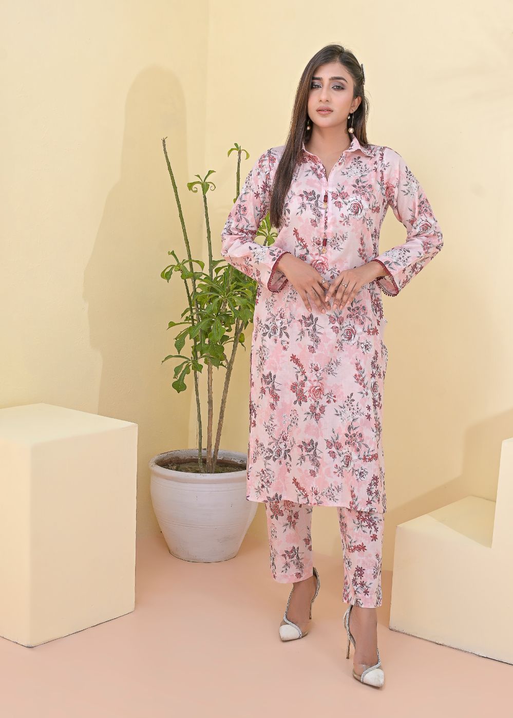 Cotton 2pc set-78901 PinkMron