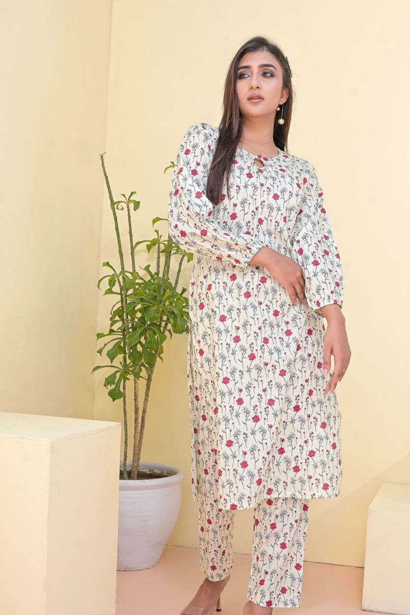 Cotton 2pc set-78906 OffRed