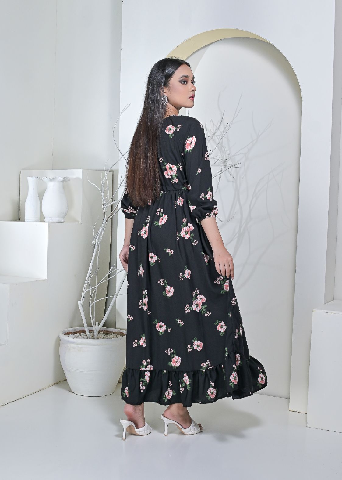 Georgette maxi 10171 blackbgFl