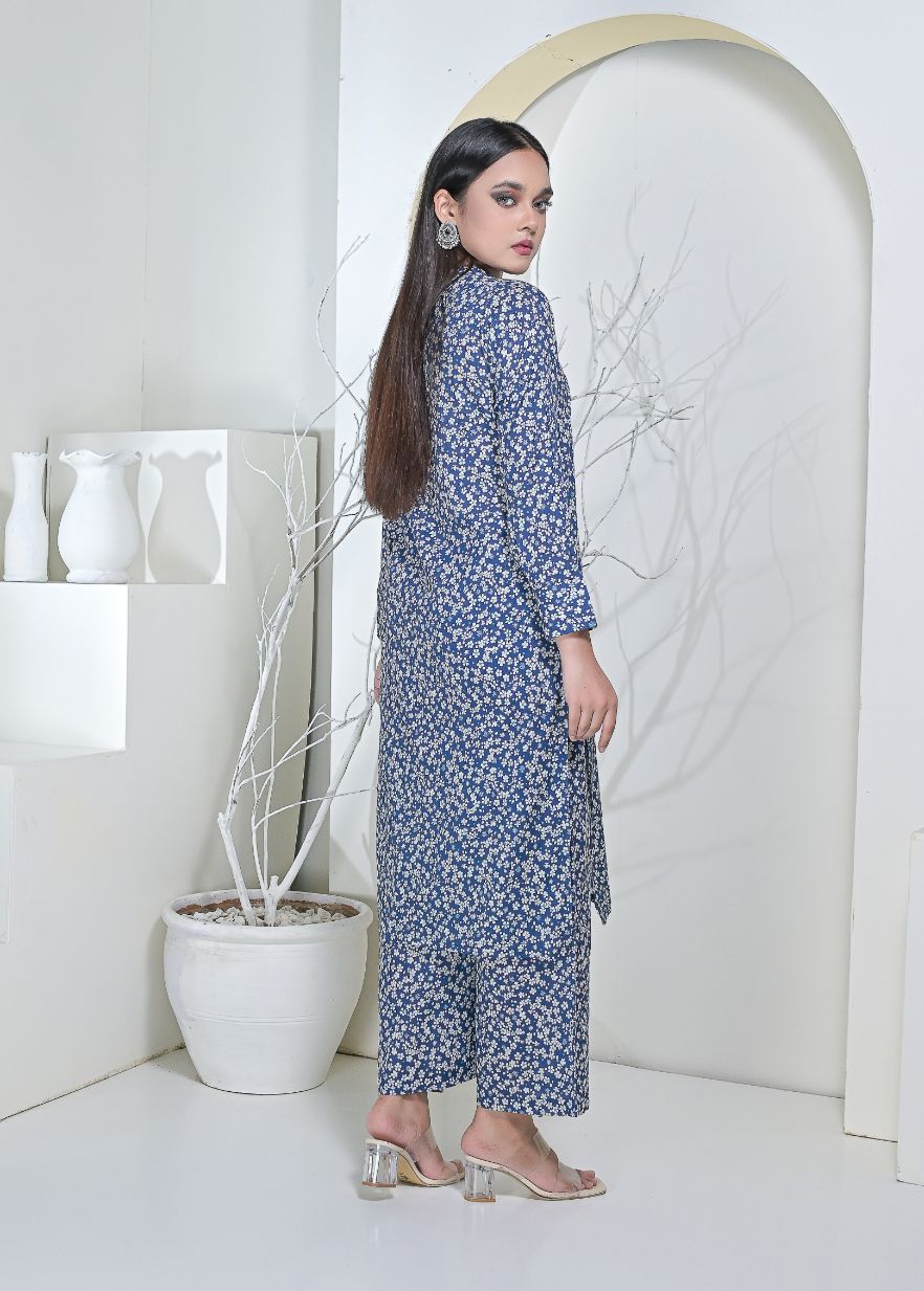 Cotton 2pc set-79001 Bluewhite