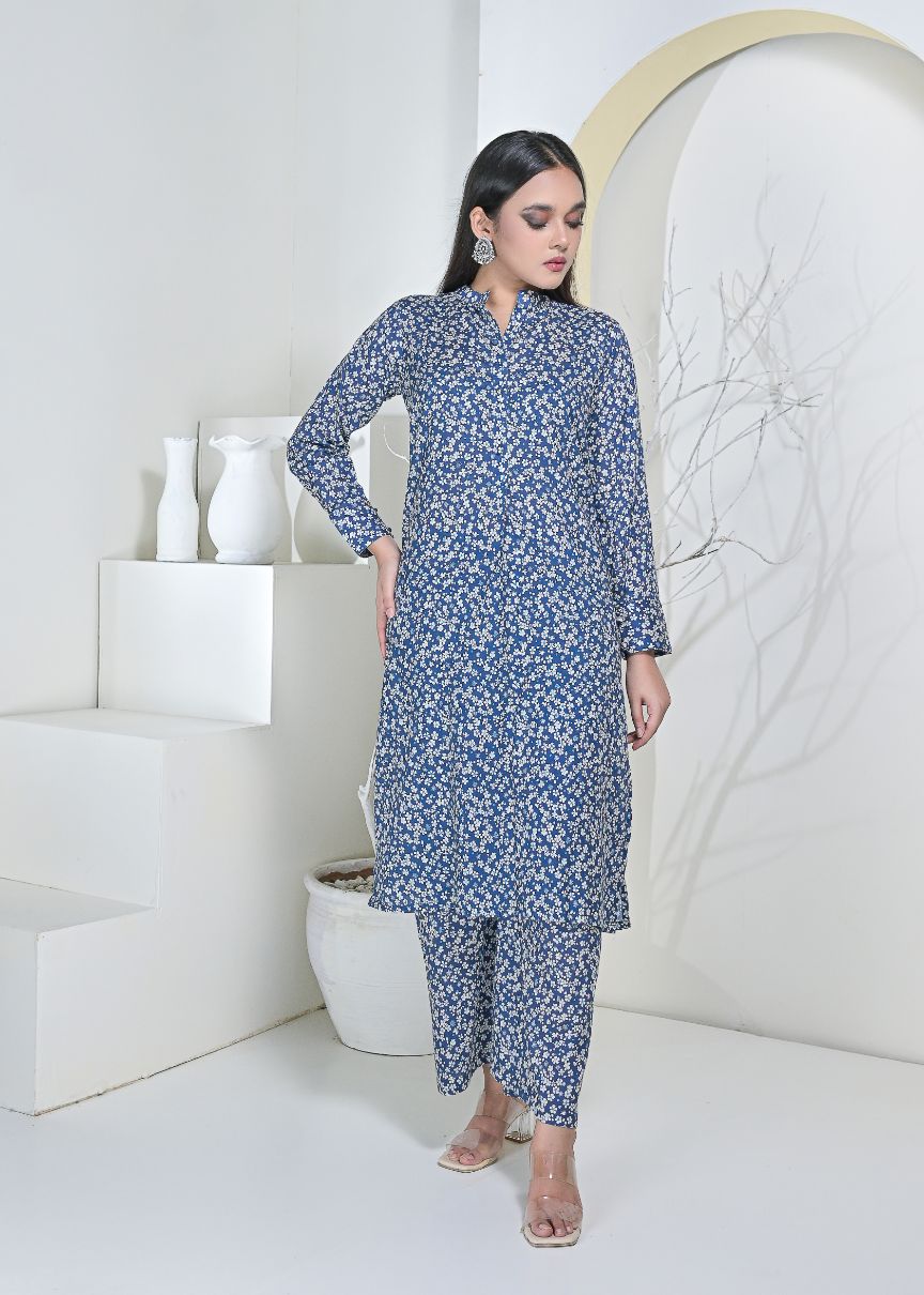 Cotton 2pc set-79001 Bluewhite