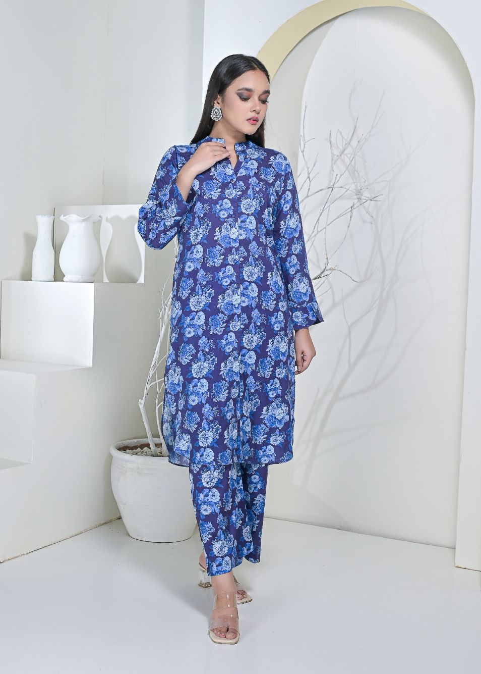 Cotton 2pc set-79007 NavyIce