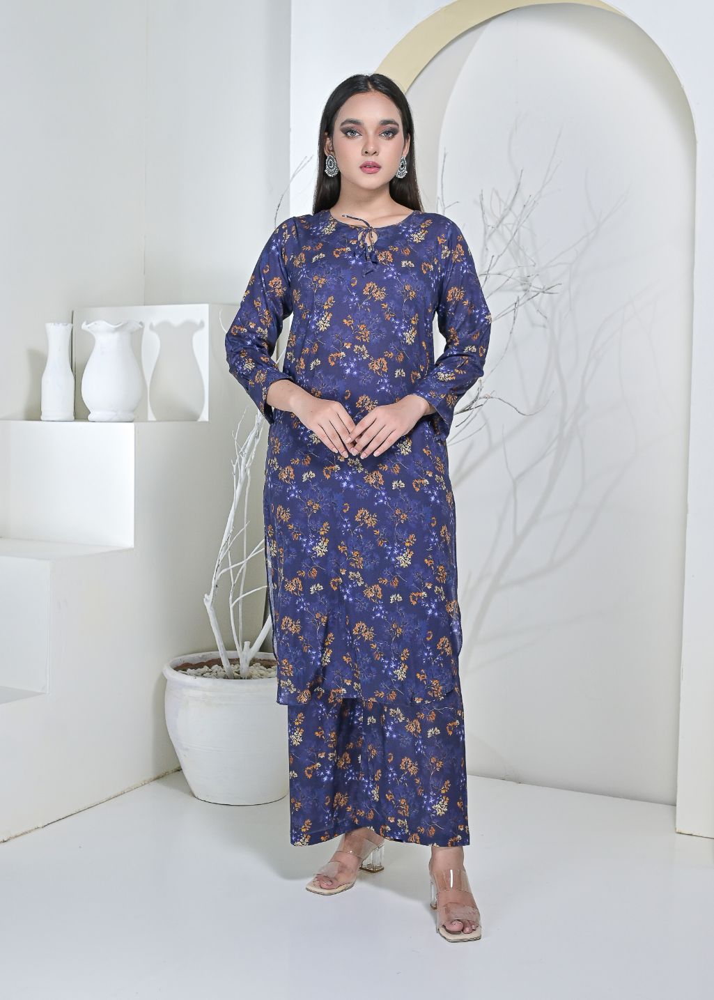 Cotton 2pc set-79002 navyAutmn
