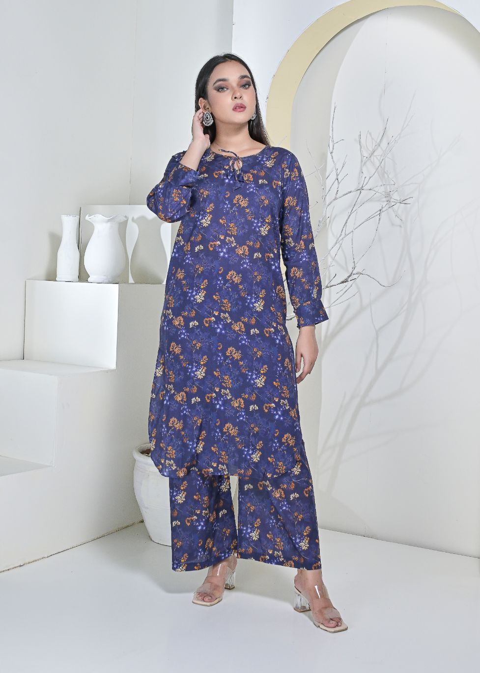 Cotton 2pc set-79002 navyAutmn