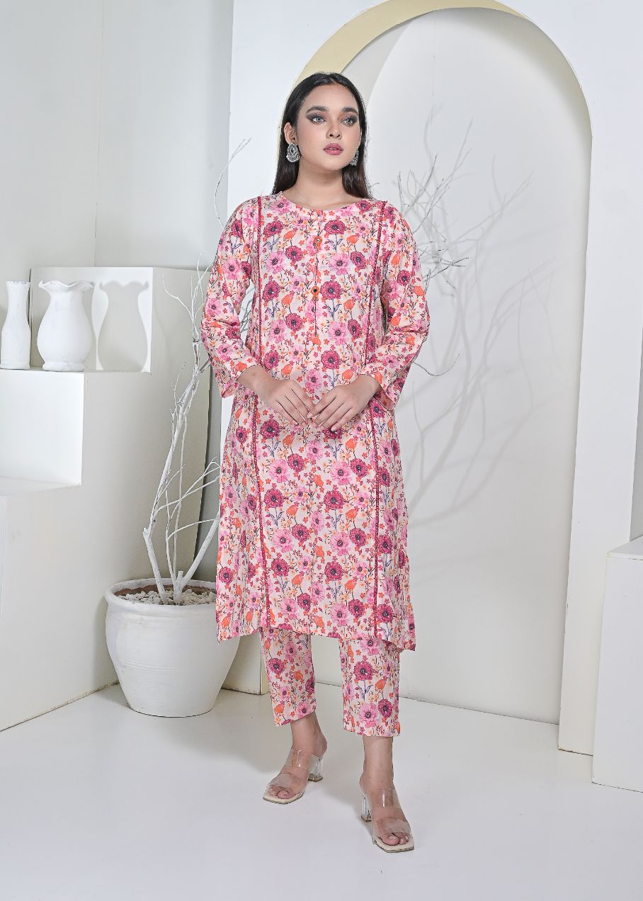 Cotton 2pc set-79006 pinkLace