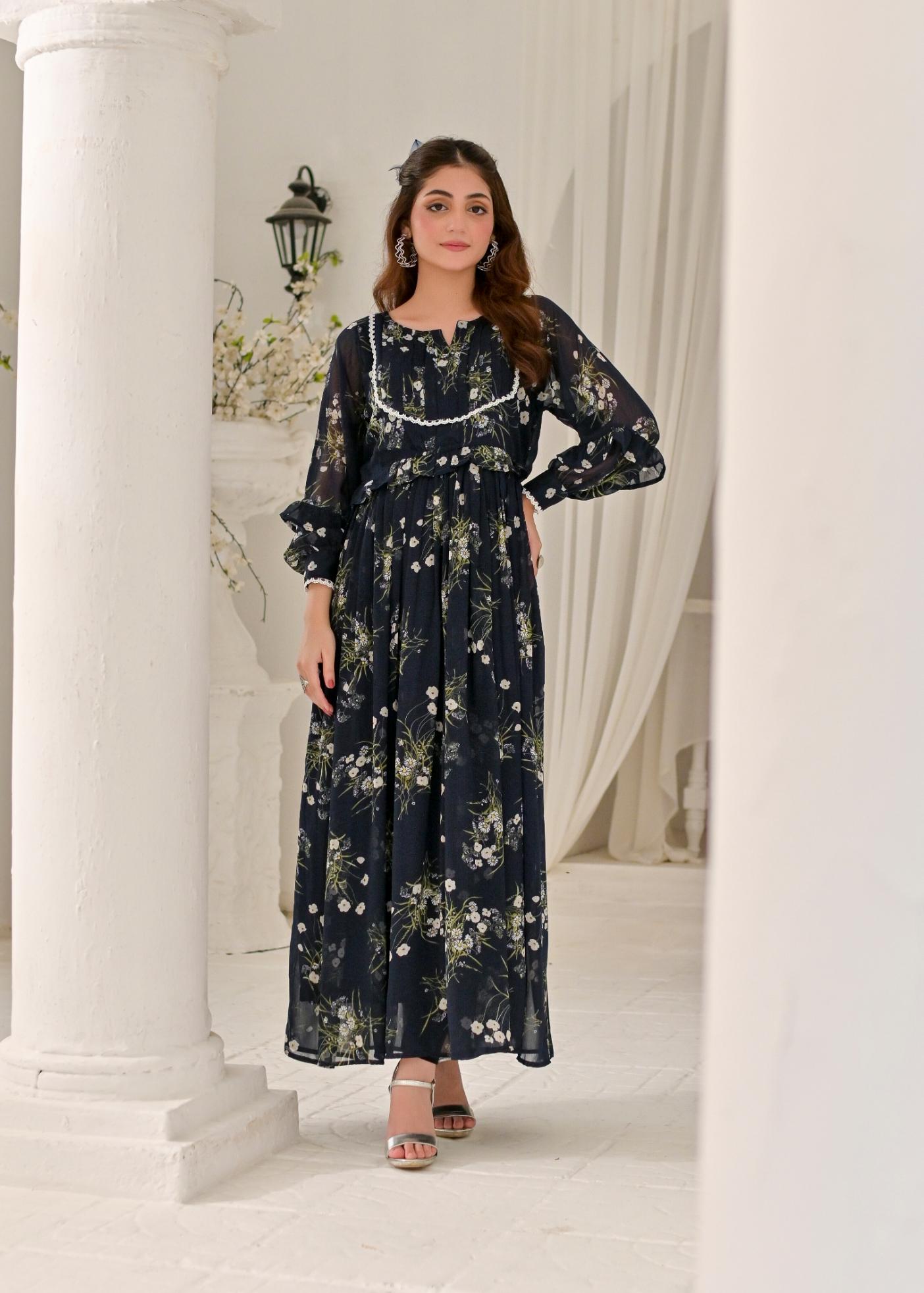 Chiffon maxi navylace 10222