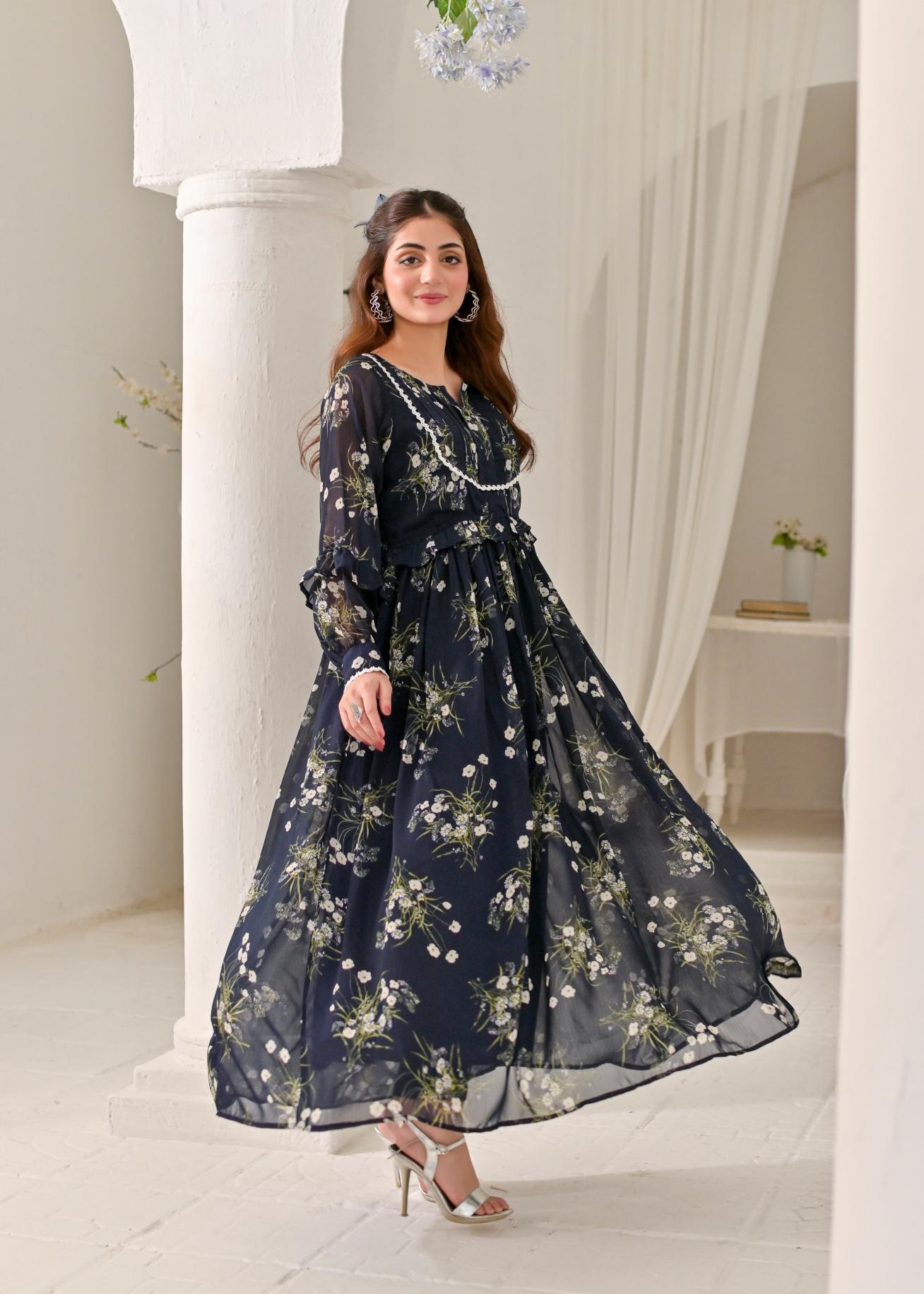 Chiffon maxi navylace 10222