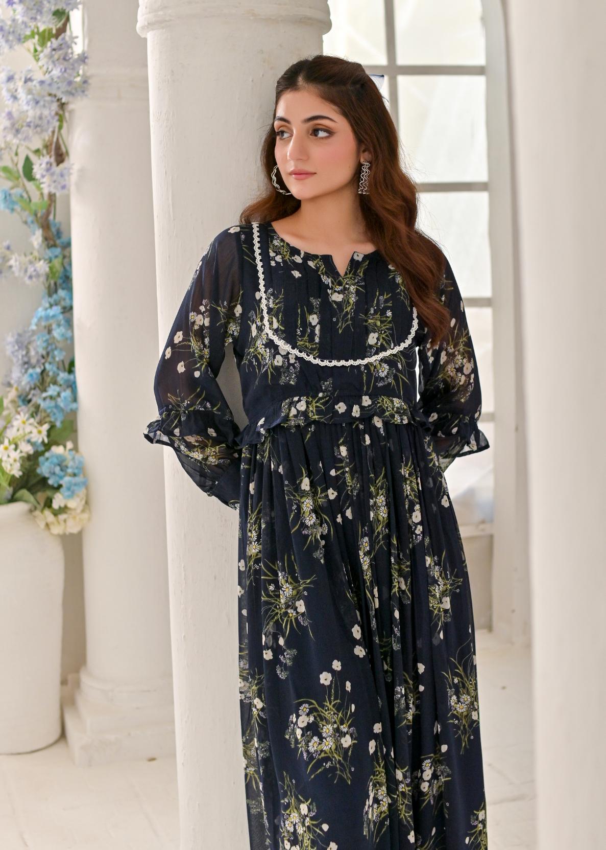 Chiffon maxi navylace 10222