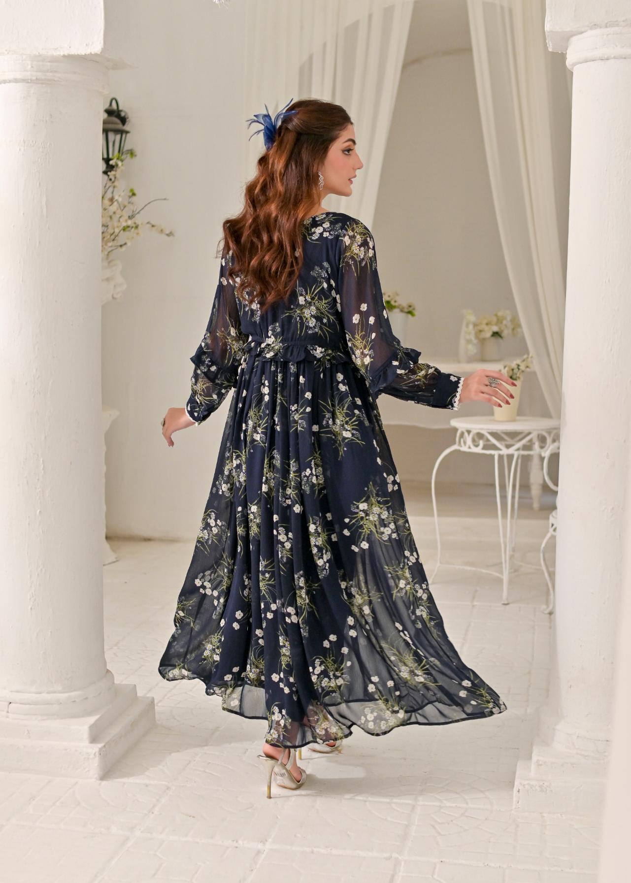 Chiffon maxi navylace 10222