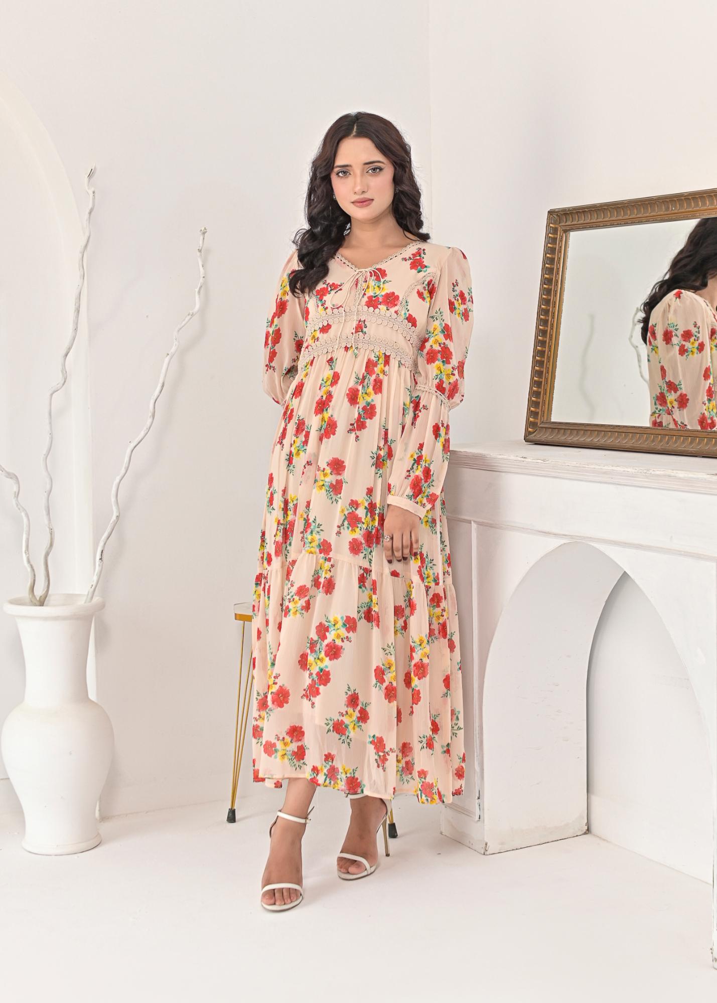 Chiffon maxi peachlace 10216